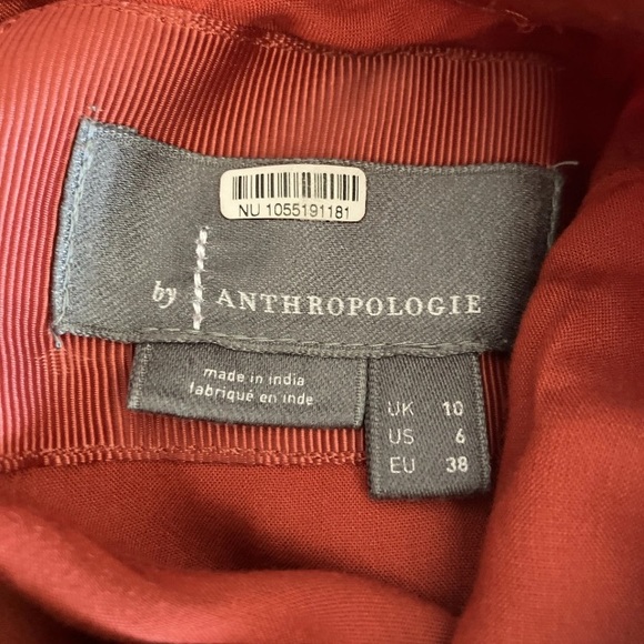 Anthropologie Women’s 6 Mock-Neck Draped Silk Sleeveless Dress In Baked Paprika. - Picture 10 of 12